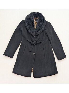 Express Vintage 90s/Y2K Wool Coat Faux Fur Trim Size 1/2